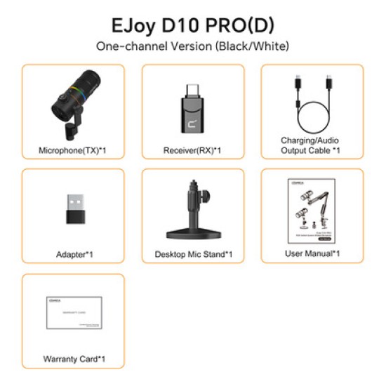 COMICA EJoy D10 PRO RGB Cardioid Dynamic Wireless Microphone